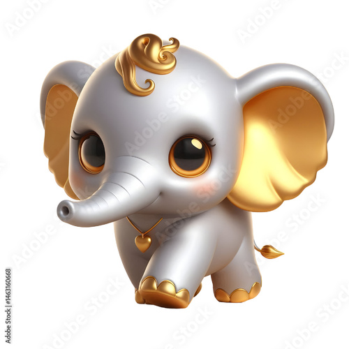 Cute 3d elephant isolated on white background