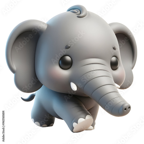 Cute 3d elephant isolated on white background