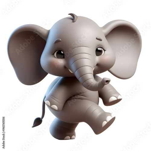 Cute 3d elephant isolated on white background