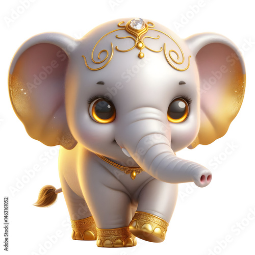 Cute 3d elephant isolated on white background