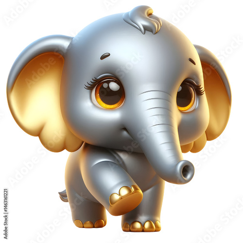 Cute 3d elephant isolated on white background