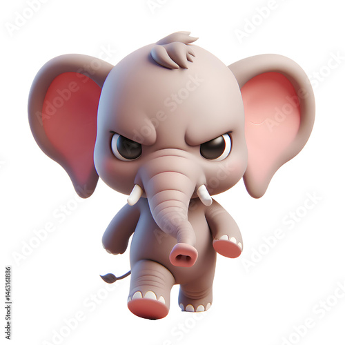 Cute 3d elephant isolated on white background