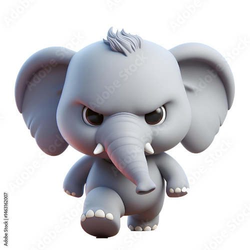 Cute 3d elephant isolated on white background