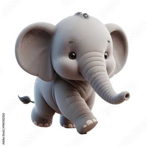 Cute 3d elephant isolated on white background