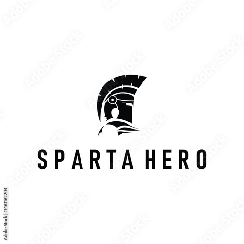 sparta logo warrior sparta kingdom fighter logo design with silhouette black illustration vintage retro templet brand business symbol
