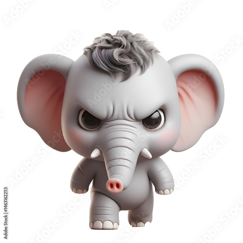 Cute 3d elephant isolated on white background