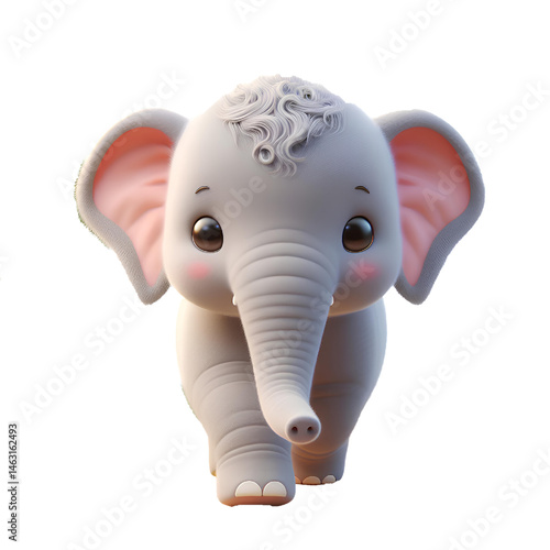 Cute 3d elephant isolated on white background