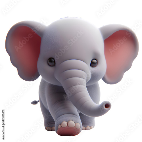 Cute 3d elephant isolated on white background