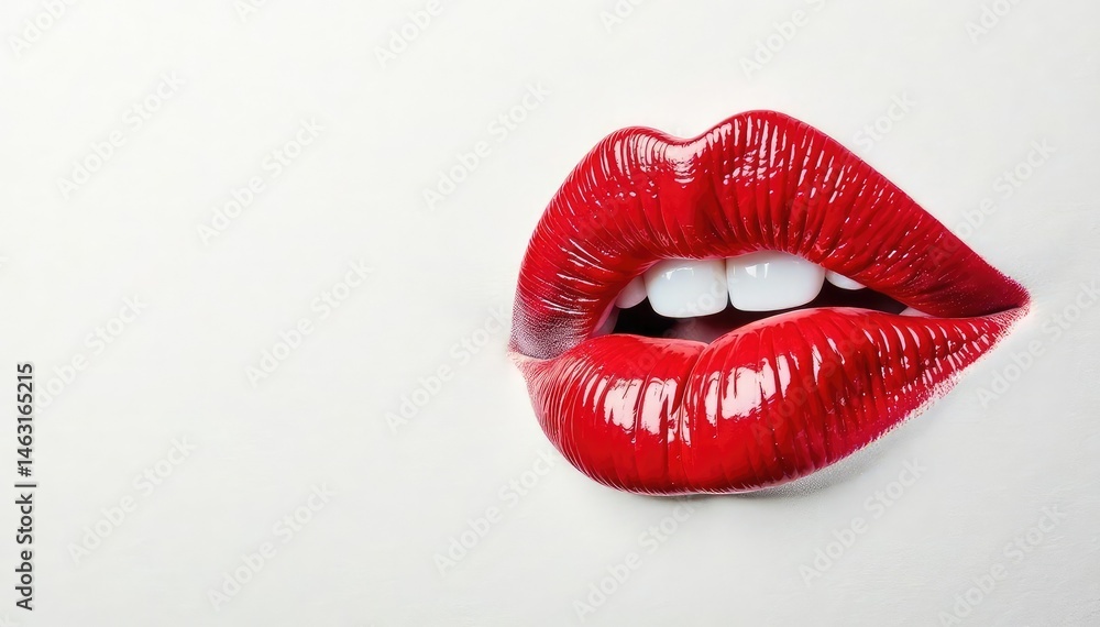 Bold red lip imprint on pristine white surface , white, background, makeup Bold red lip imprint on pristine white surface , white, background, makeup