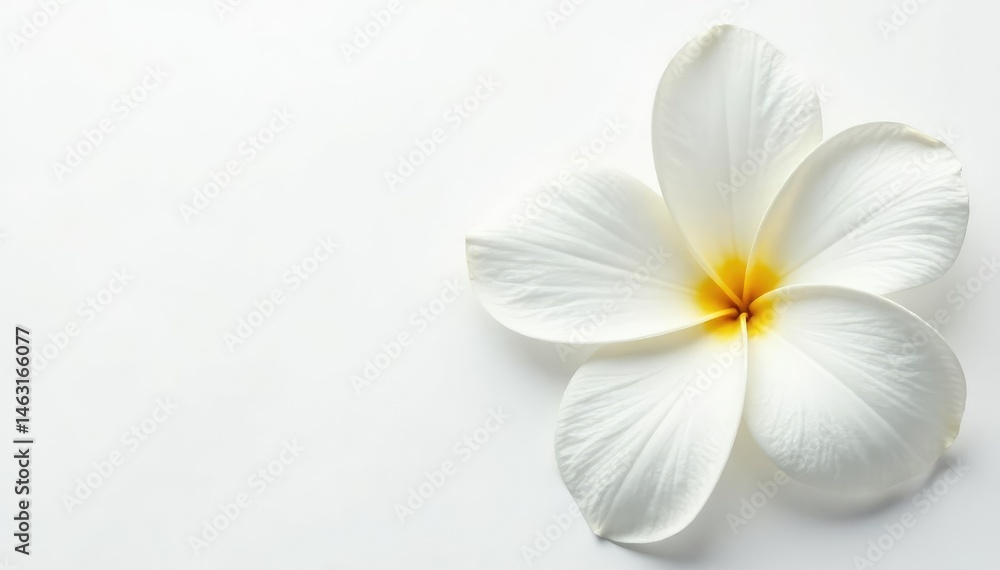 Close-up shot of pristine white petals on a stark white background , airy, summer Close-up shot of pristine white petals on a stark white background , airy, summer