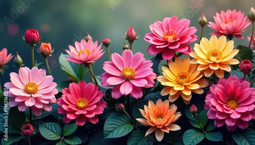 Wallpaper Mural Continuous blooming flowers, vibrant hues, intricate details, illustration, texture Torontodigital.ca