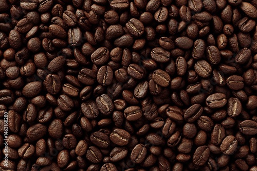 Aromatic arabica coffee beans providing a full frame for a delicious brew