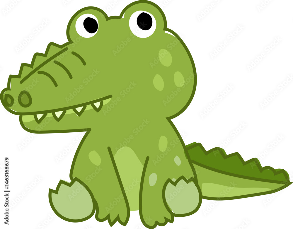 Fototapeta premium Crocodile cartoon animal front view vector illustration