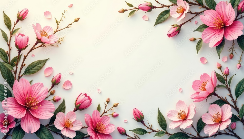 Intricate floral design with delicate leaves and blossoms , illustration, botanical Intricate floral design with delicate leaves and blossoms , illustration, botanical