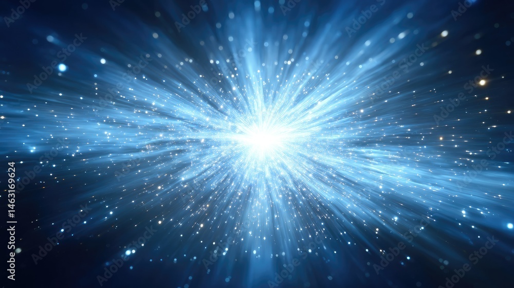 A vibrant cosmic explosion of light and particles, representing the vastness of space. A vibrant cosmic explosion of light and particles, representing the vastness of space.