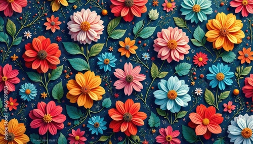 Wallpaper Mural Intricate, flowing floral pattern, continuous design, digital, black Torontodigital.ca
