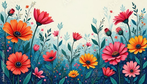 Intricate line art wildflowers, geometric floral backdrop , geometric, repeating