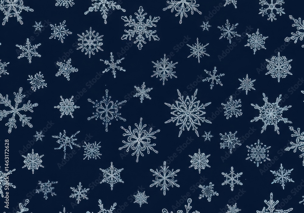 Scattered snowflakes on a dark background