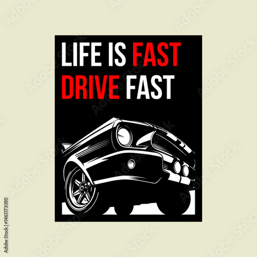 illustration POSTER OF muscle car logo vector siluet design stencil	

