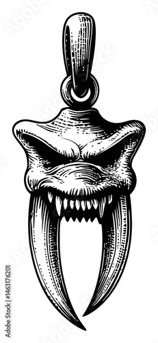Detailed Engraving of a Fierce Creature Pendant with Sharp Claws