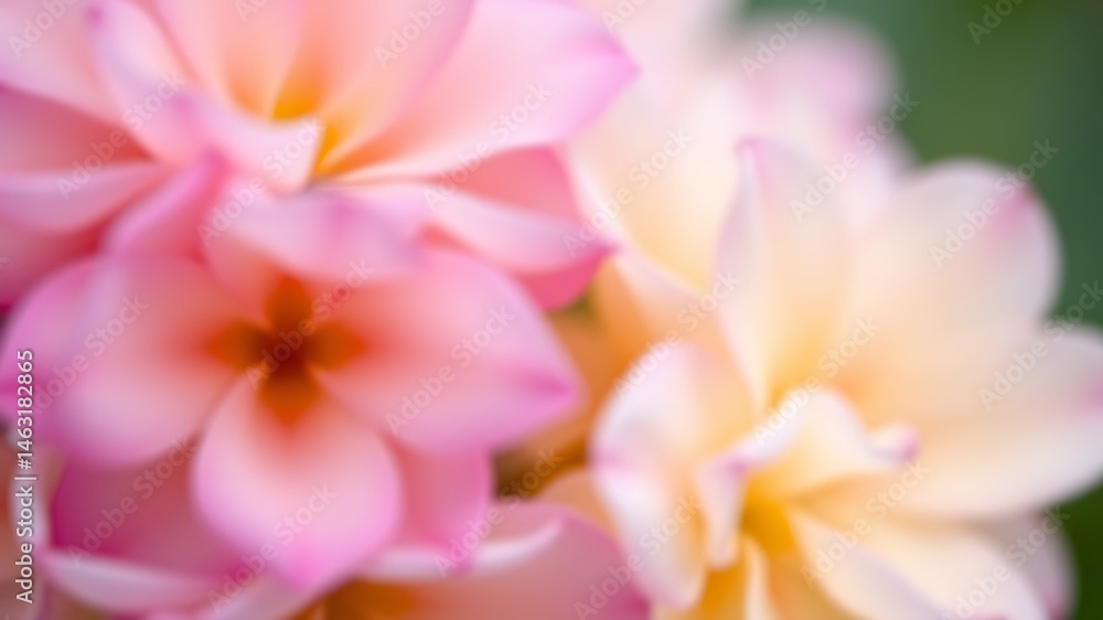 Soft blurred focus on delicate blossoms showcasing a symphony of pink and creamy petals Soft blurred focus on delicate blossoms showcasing a symphony of pink and creamy petals
