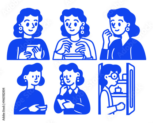 Colorful Cartoon Doodle Illustrations of Women in Various Activities