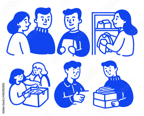 Cartoon Doodle Illustrations of People Engaging in Various Activities