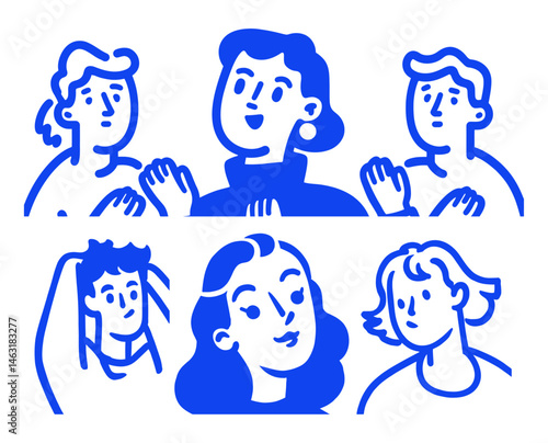 Engaging Blue Cartoon Characters in Various Expressions and Poses