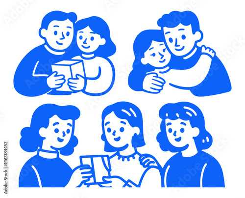 Playful Cartoon Doodle of Friends Sharing Moments and Emotions