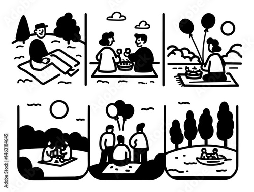 Playful Scenes of Outdoor Relaxation and Friendship in Black and White
