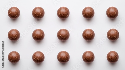 Wallpaper Mural Chocolate balls are neatly arranged in a grid on a clean, white background, creating a visually pleasing pattern. Torontodigital.ca