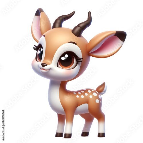 Cute 3d Gazelle isolated on white background