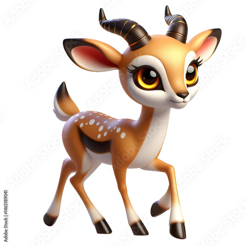 Cute 3d Gazelle isolated on white background