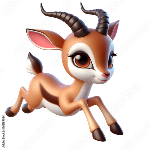Cute 3d Gazelle isolated on white background