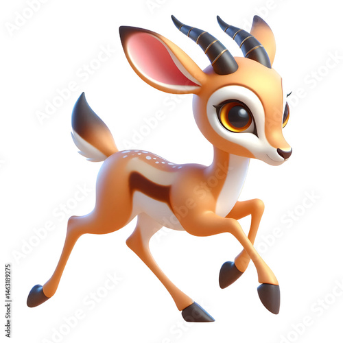 Cute 3d Gazelle isolated on white background