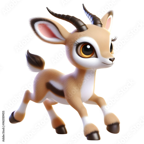 Cute 3d Gazelle isolated on white background