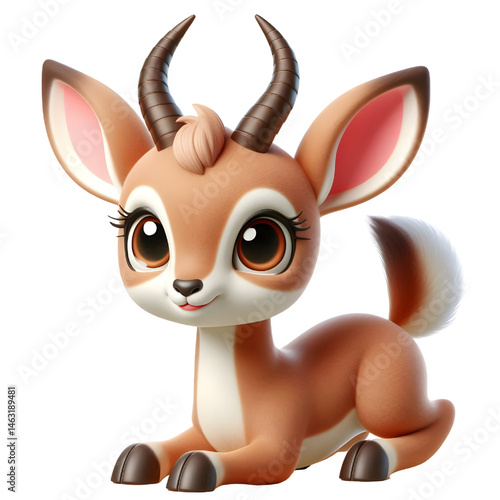 Cute 3d Gazelle isolated on white background
