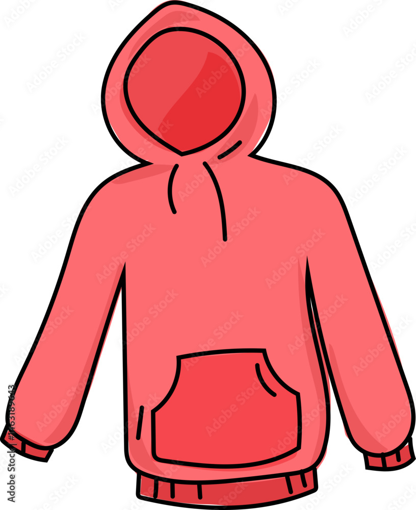 Red hoodie cartoon fashion clothing vector illustration Red hoodie cartoon fashion clothing vector illustration