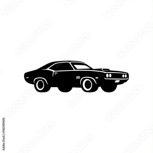 illustration muscle car logo vector siluet design stencil	
