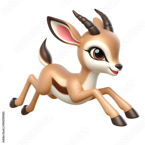 Cute 3d Gazelle isolated on white background