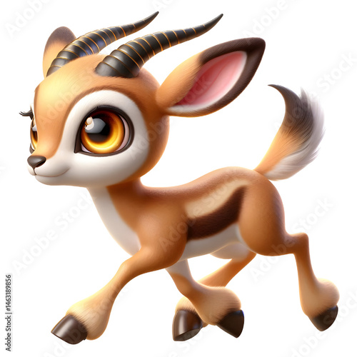 Cute 3d Gazelle isolated on white background