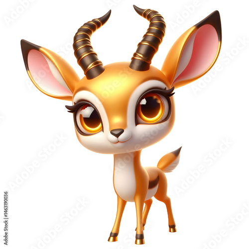 Cute 3d Gazelle isolated on white background