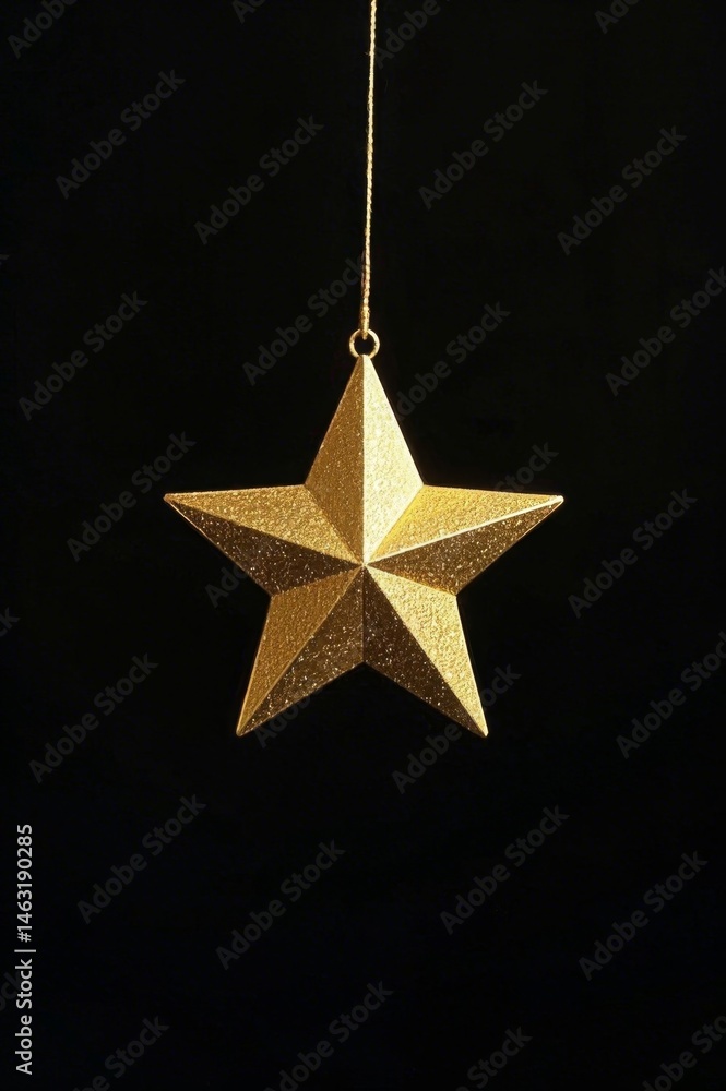 there is a gold star hanging from a string on a black background there is a gold star hanging from a string on a black background