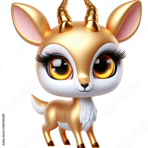 Cute 3d Gazelle isolated on white background