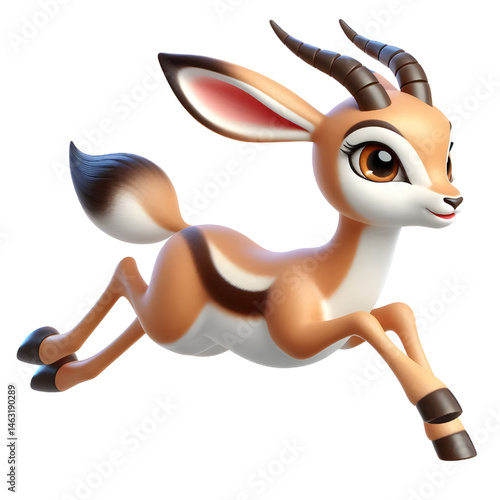 Cute 3d Gazelle isolated on white background