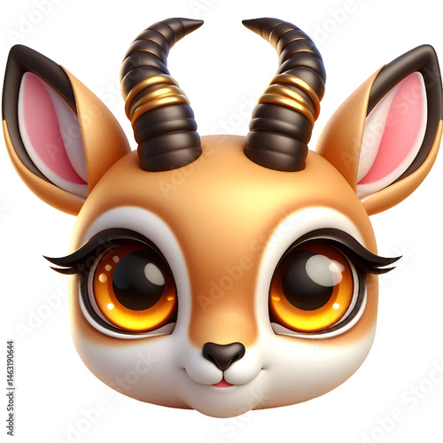 Cute 3d Gazelle isolated on white background