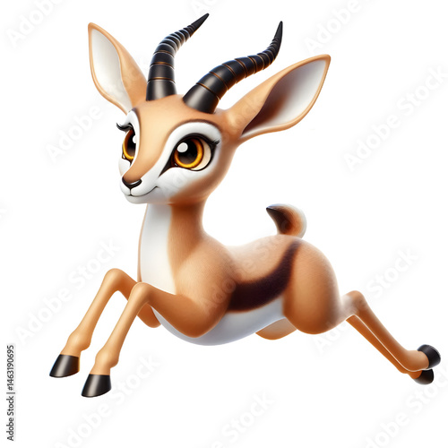 Cute 3d Gazelle isolated on white background