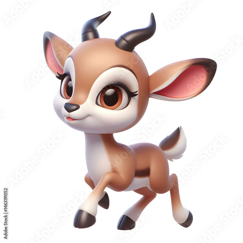 Cute 3d Gazelle isolated on white background