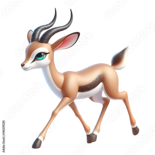 Cute 3d Gazelle isolated on white background
