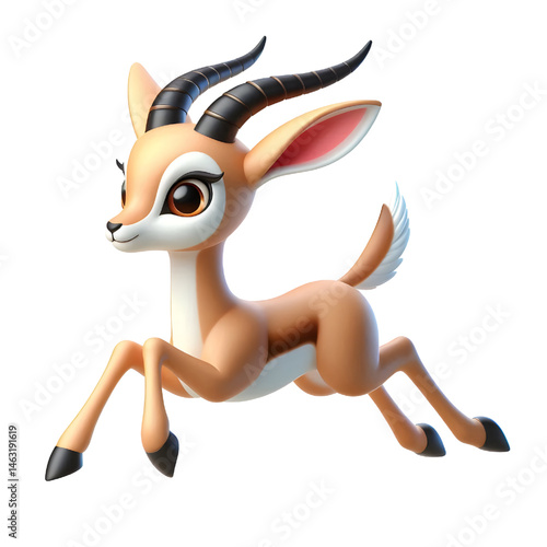 Cute 3d Gazelle isolated on white background